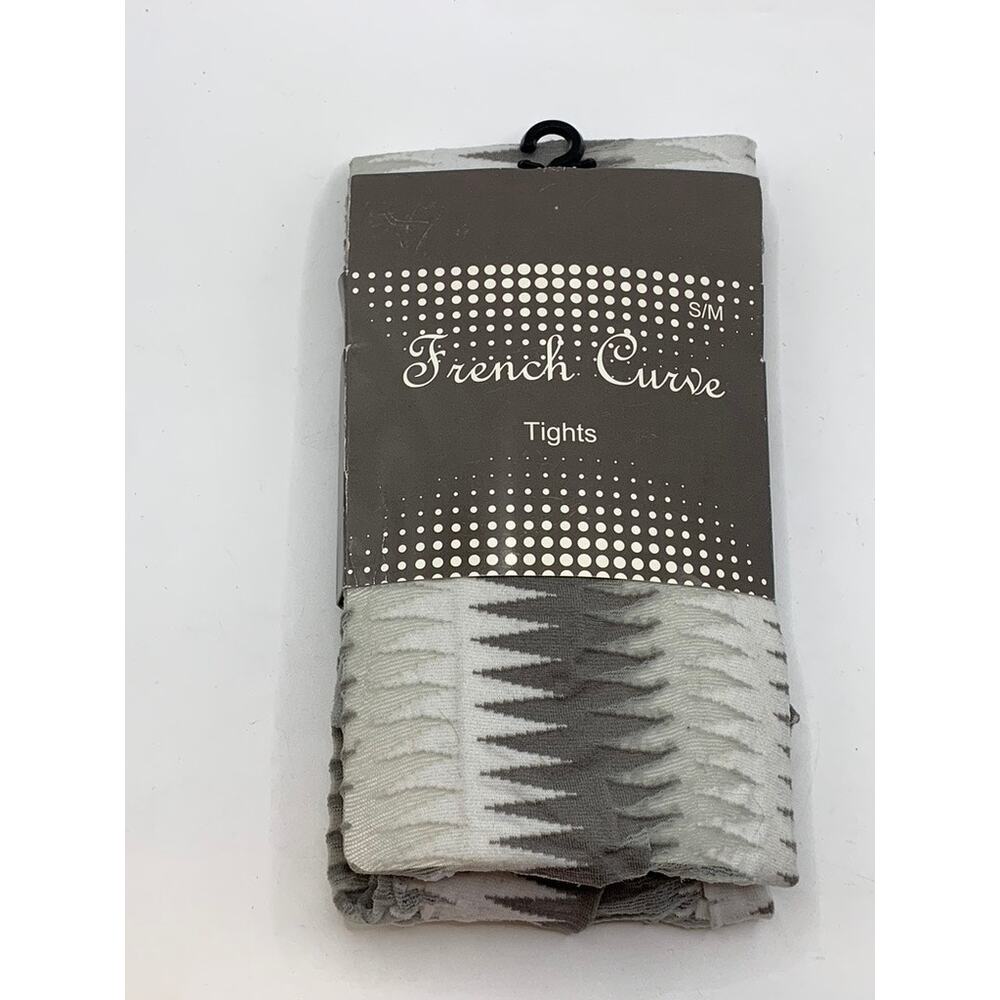 FRENCH CURVE Women's Gray-White Sheer Printed Pull-On Tights SZ S/M